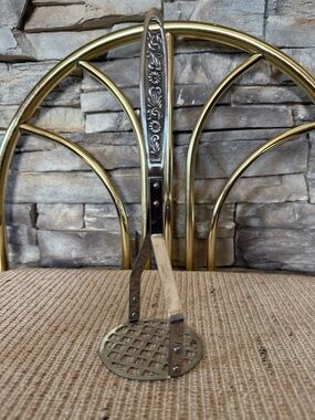 Vintage Floral-Handled Metal Potato Ricer - Made in Japan